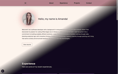 Screenshot of Portfolio website
